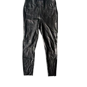 SPANX Faux Leather Straight Leg Dark Brown Bronze Pants Size Large